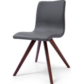 Olga Dining Chair in Grey Leatherette on Natural Walnut Legs (Set of 2)